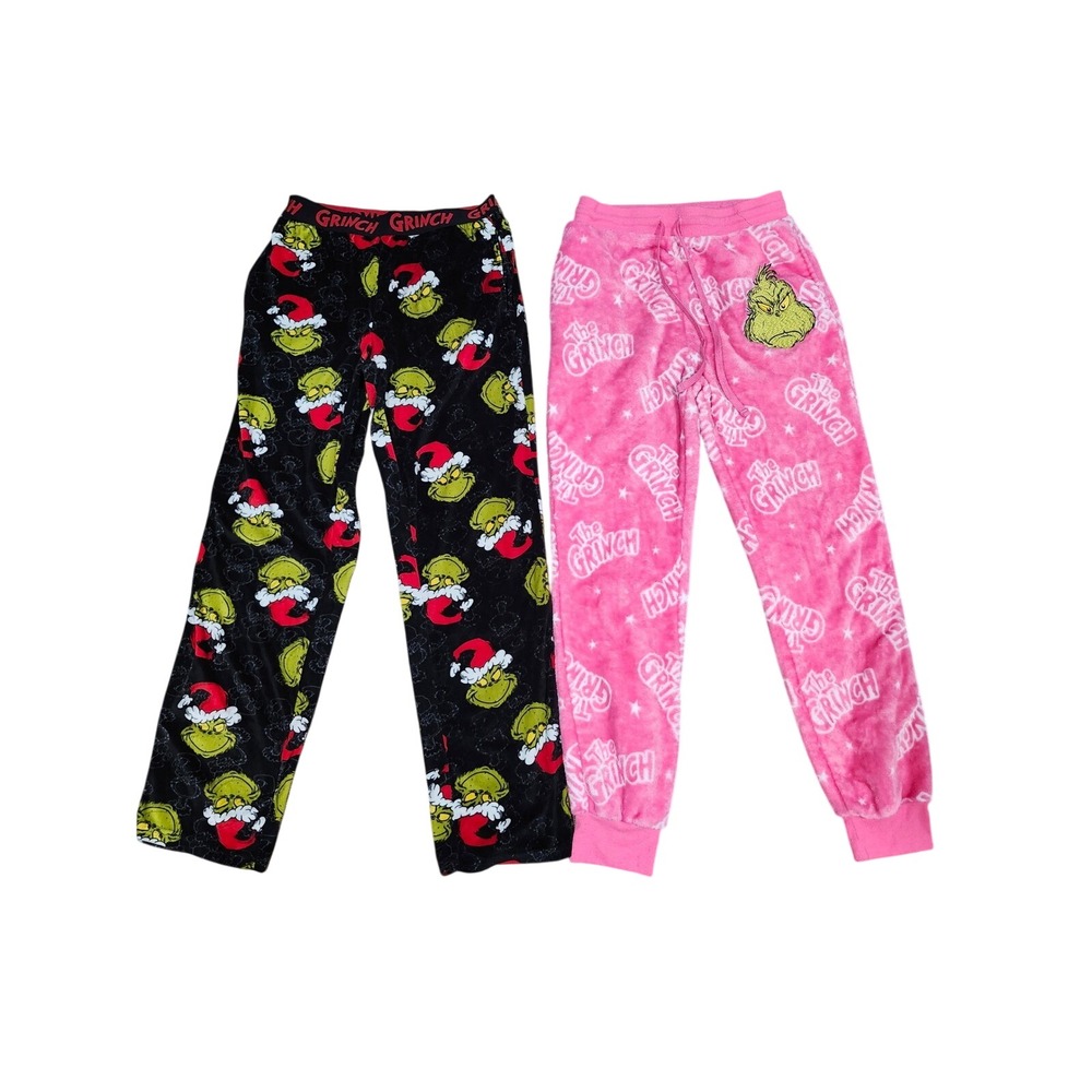 The Grinch Pajama Pants Bundle Pink Black Green Winter Christmas Fleece Small xs